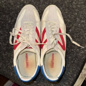 Tretorn White Sneakers with Red and Blue Accents